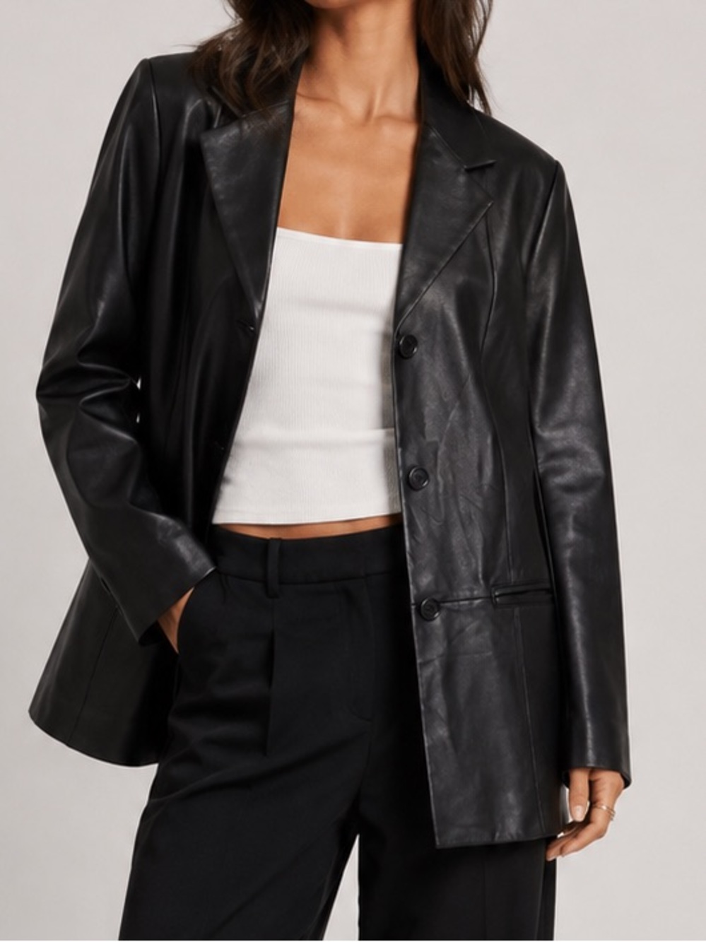 Preston & York Black Faux Leather Blazer
